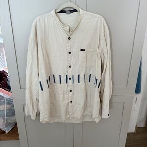 Vintage Marithe Francoi Girbaud Men's Cream Button-Up Jacket